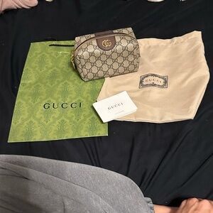 Gucci Beige and Brown Monogram Pouch